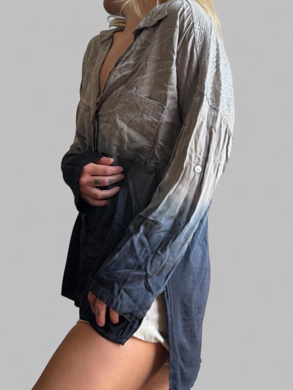 Italian silk blouse with sequins party top